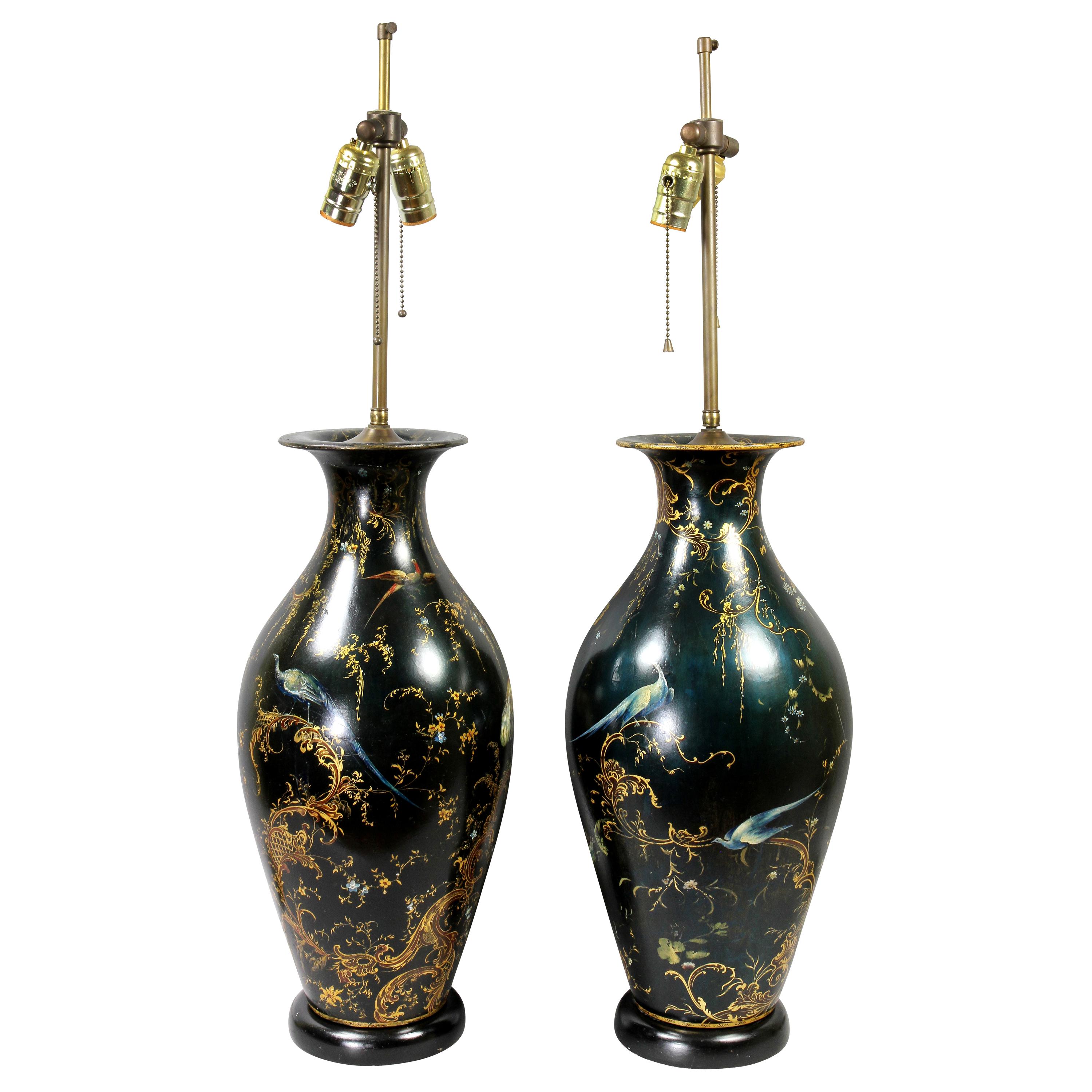 Pair of Victorian Japanned Table Lamps