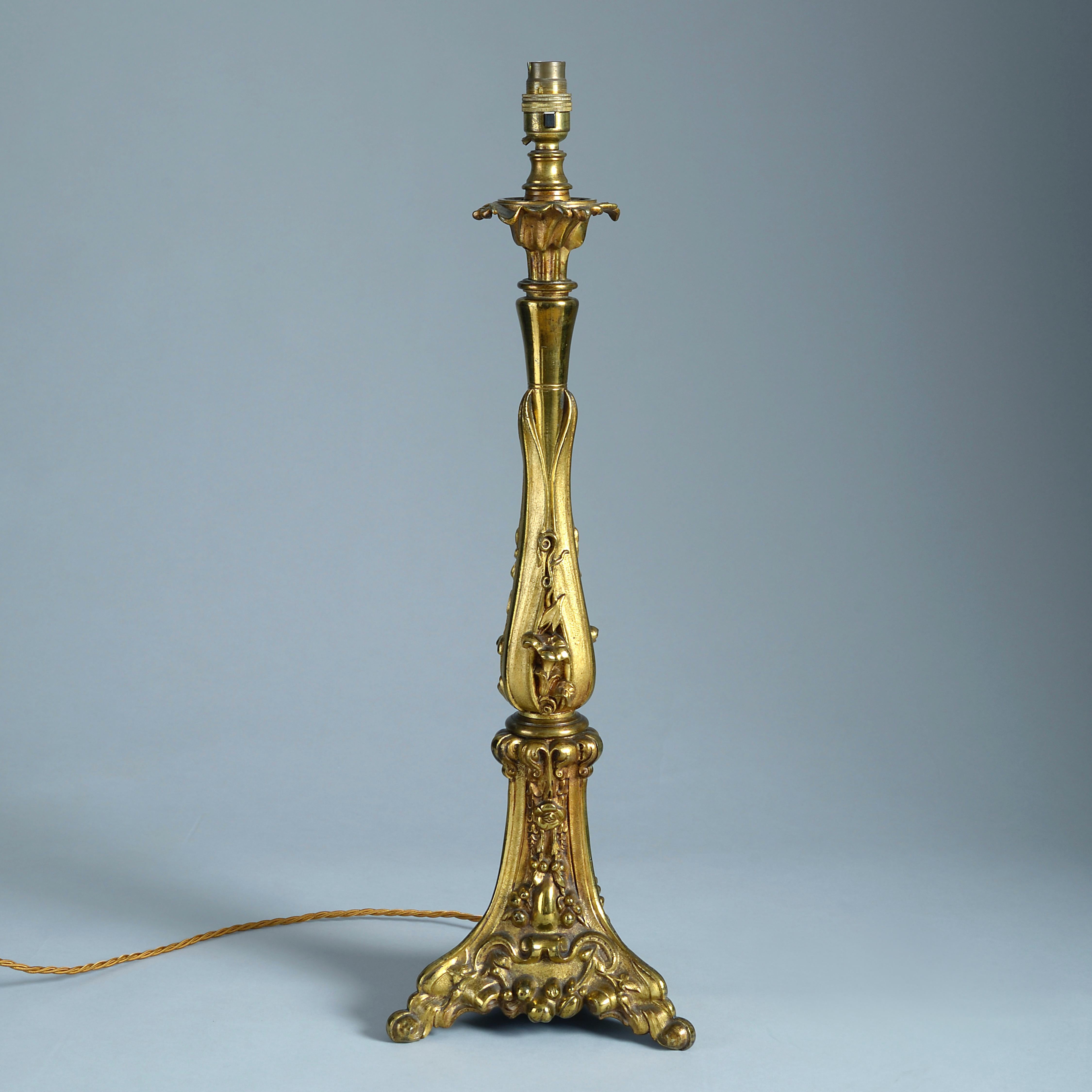 Pair of Victorian Lacquered Brass Table Lamps For Sale at 1stDibs