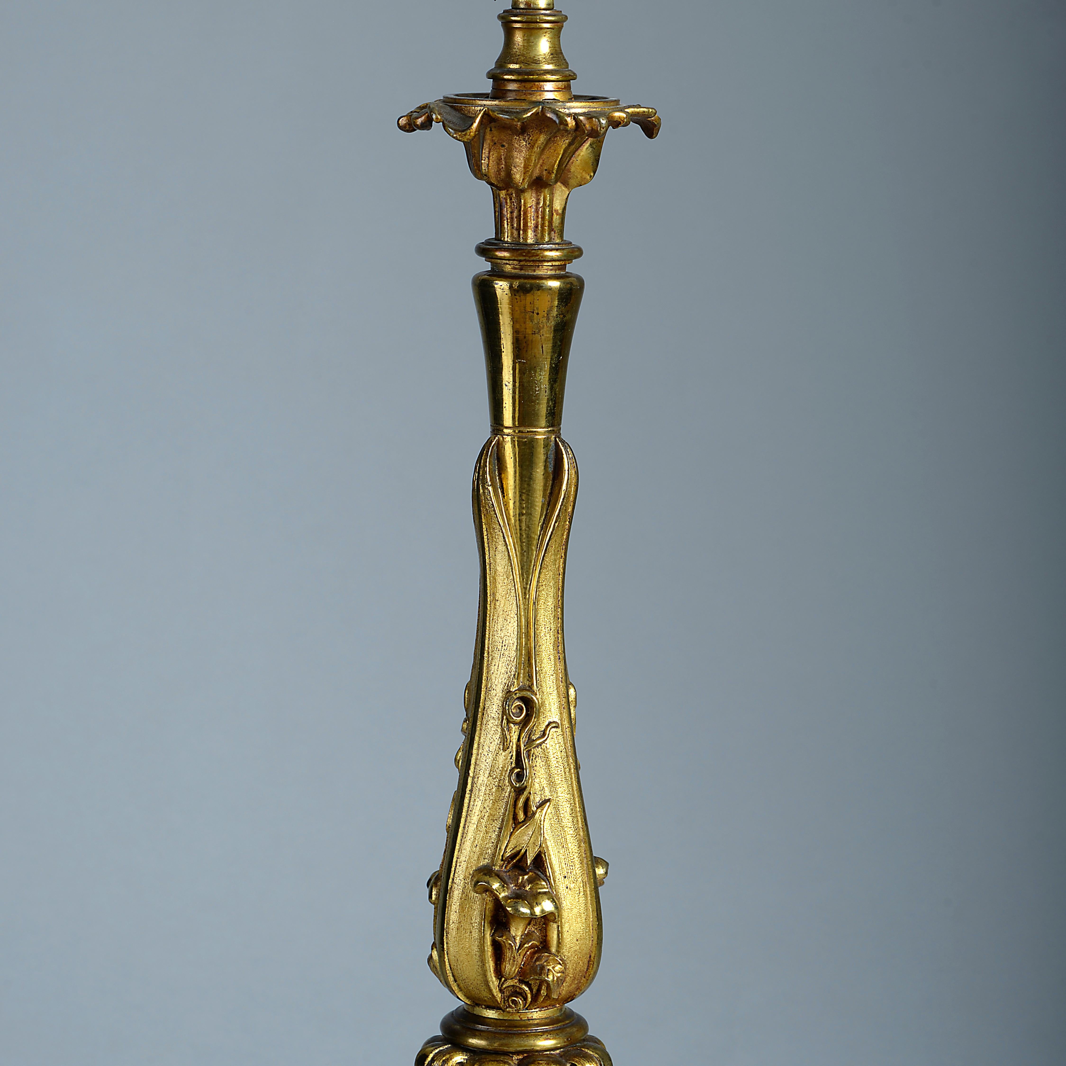 Pair of Victorian Lacquered Brass Table Lamps For Sale at 1stDibs