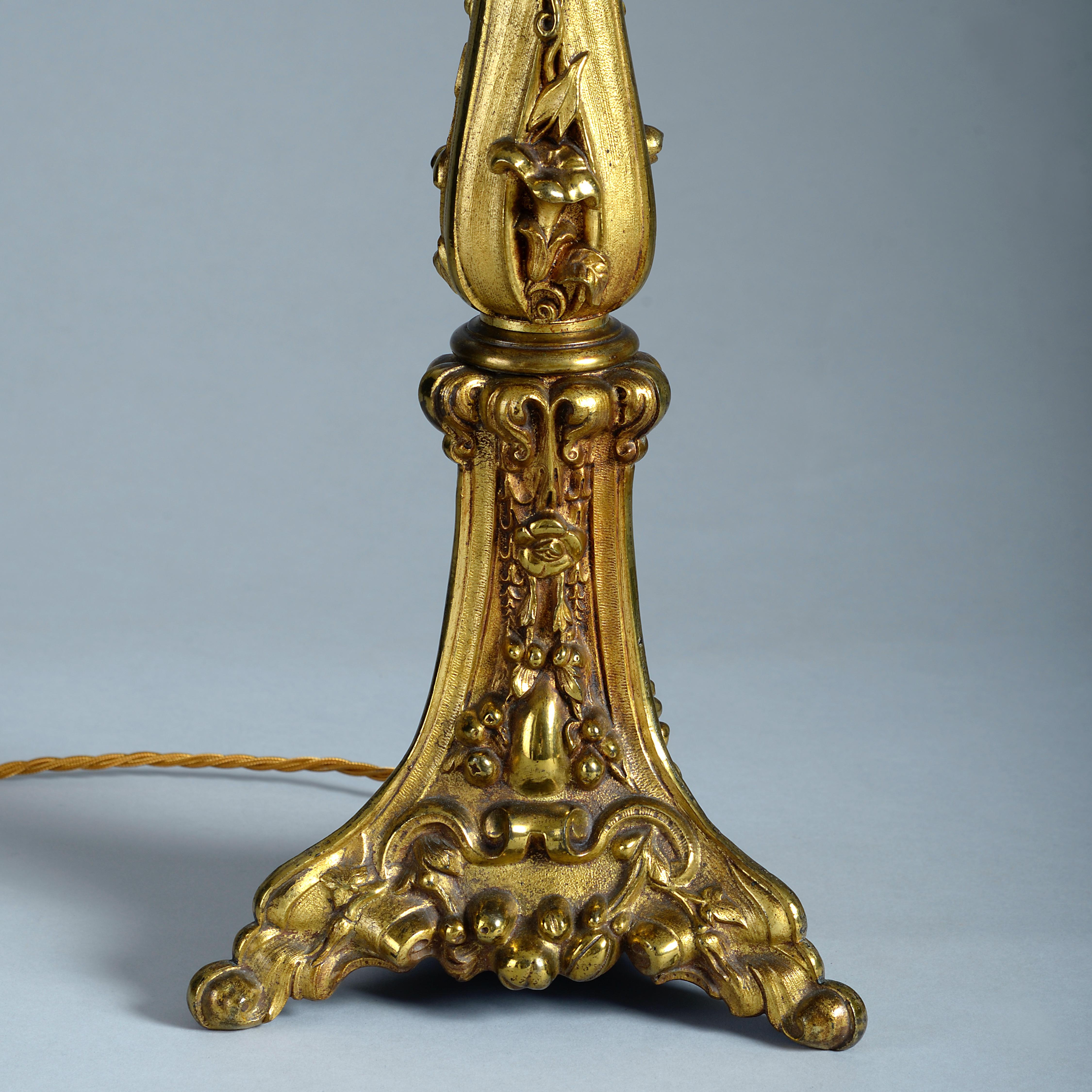 Pair of Victorian Lacquered Brass Table Lamps For Sale at 1stDibs