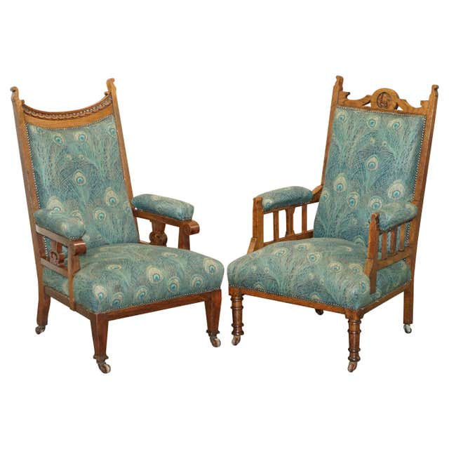 Victorian Embroidered Carved Oak Framed Library Reading Chair Gillows ...