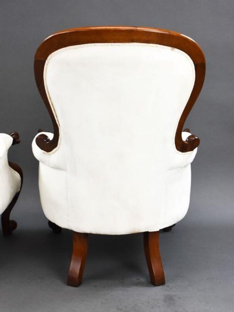Pair of Victorian Mahogany Armchairs For Sale 5