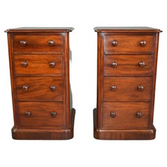 Antique Pair of Victorian Mahogany Bedside Night Stand Lockers