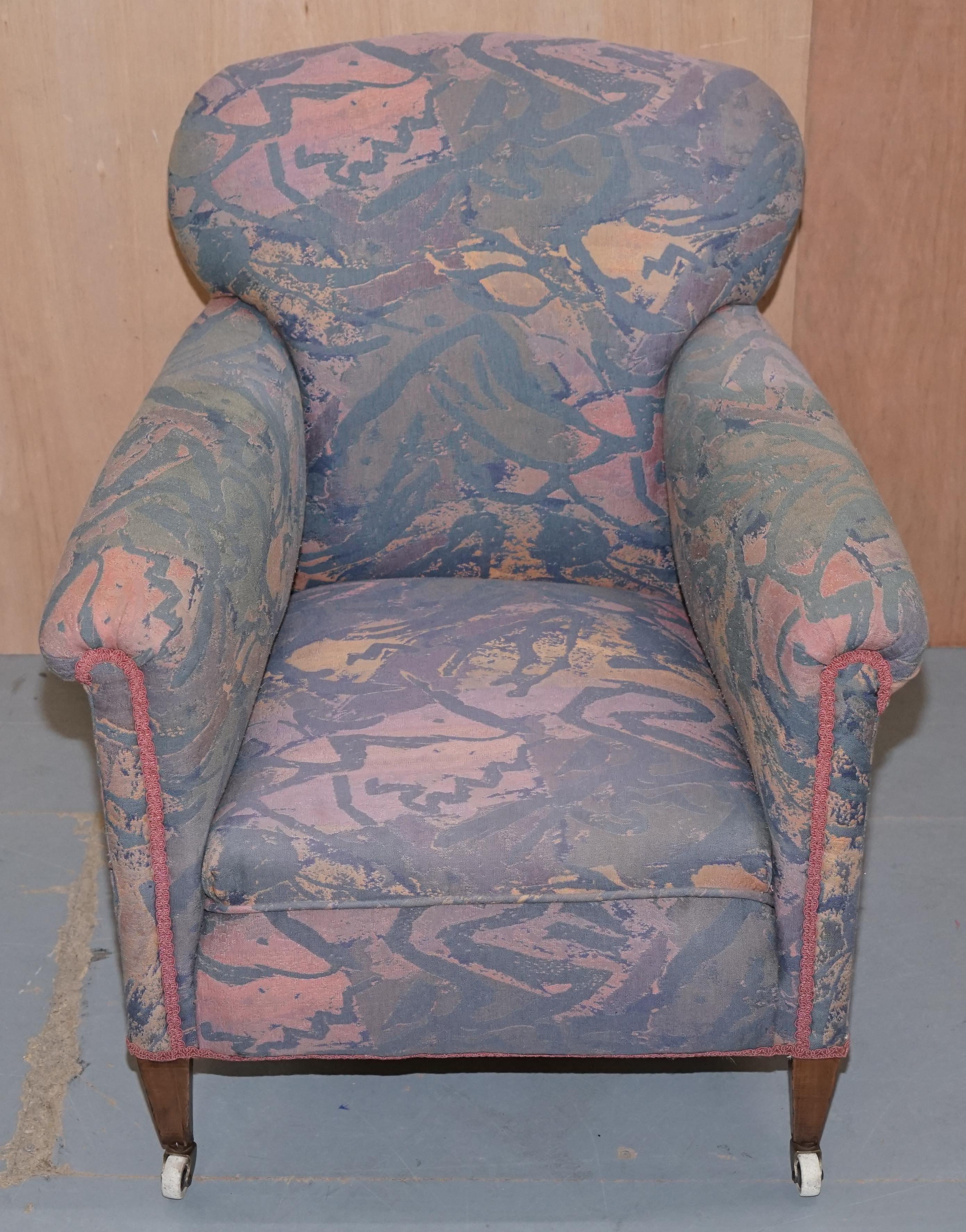 Hand-Crafted Pair of Victorian Mahogany Club Armchairs Inc Floral Libertys London Upholstery