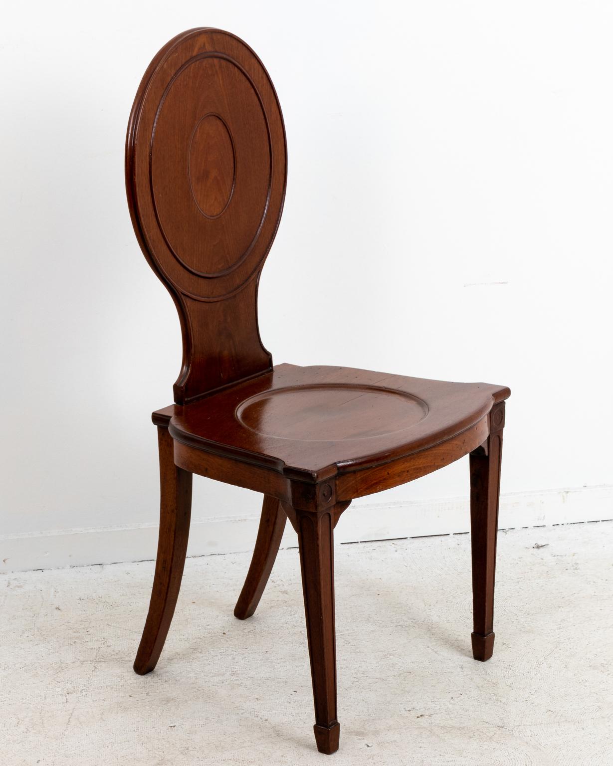 Pair of Victorian Mahogany Hall Chairs 4
