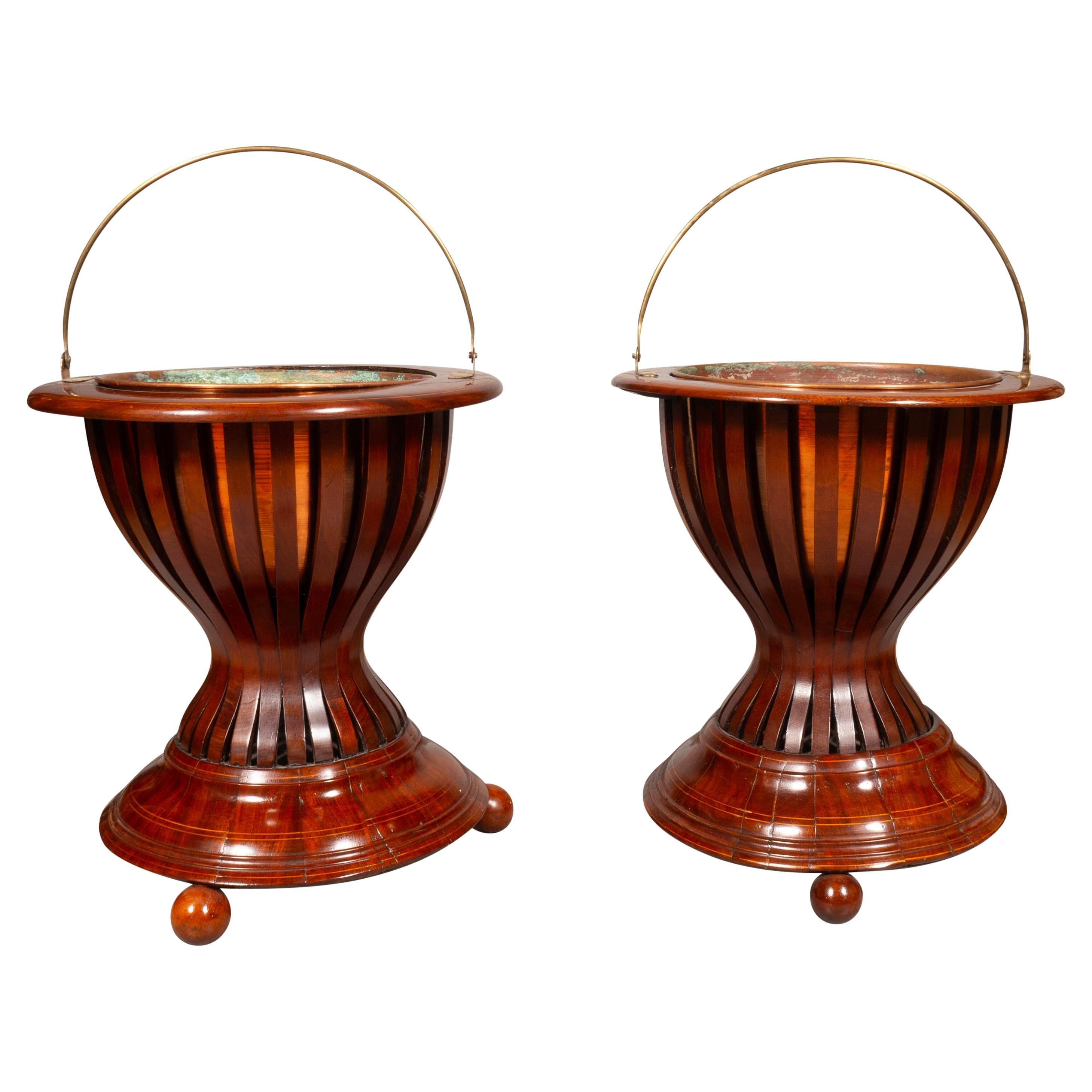 Pair Of Victorian Mahogany Jardinieres For Sale