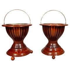 Antique Pair Of Victorian Mahogany Jardinieres