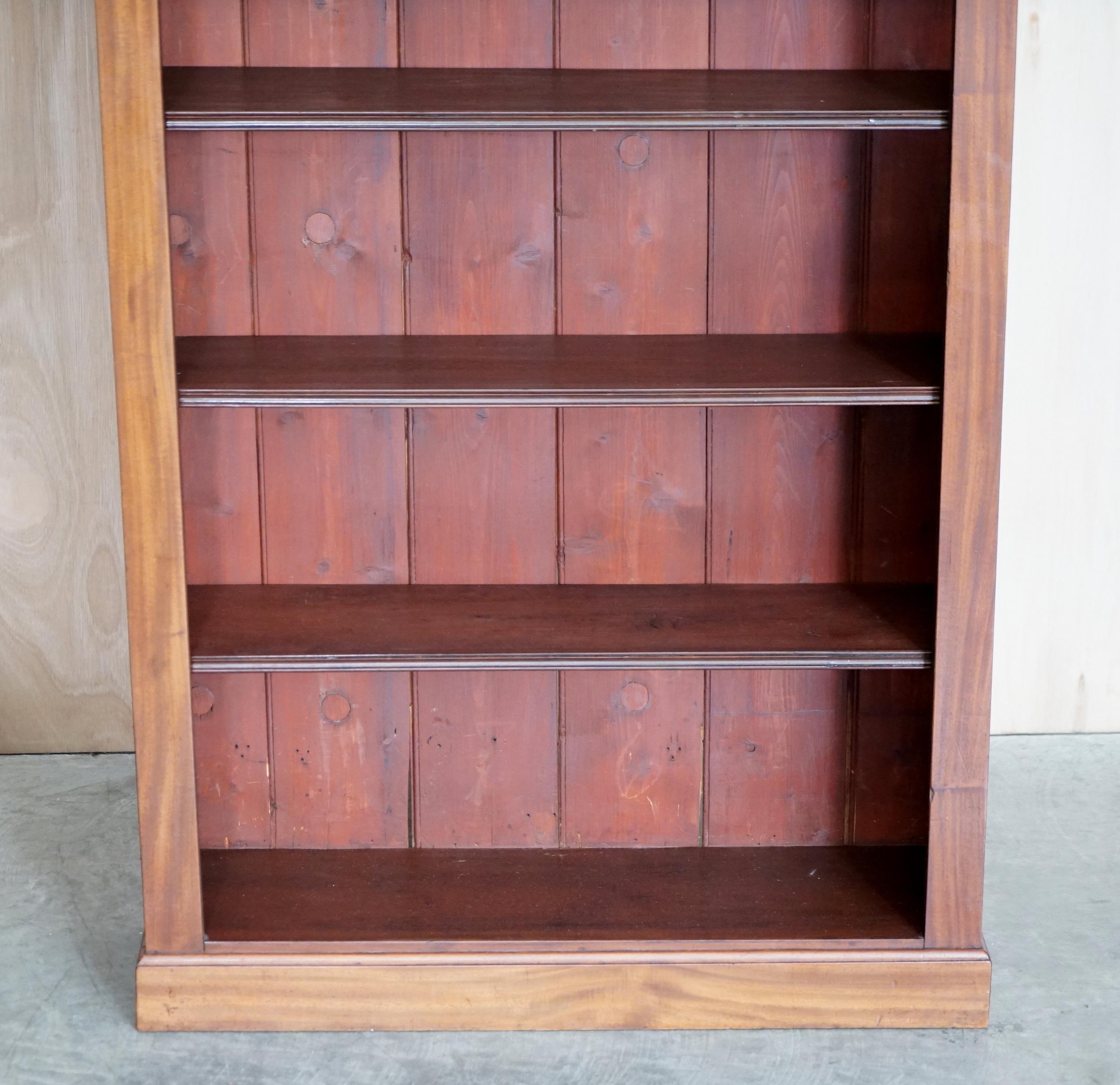 Hand-Crafted Pair of Victorian Mahogany Tall Open Library Bookcases Height Adjustable Shelves