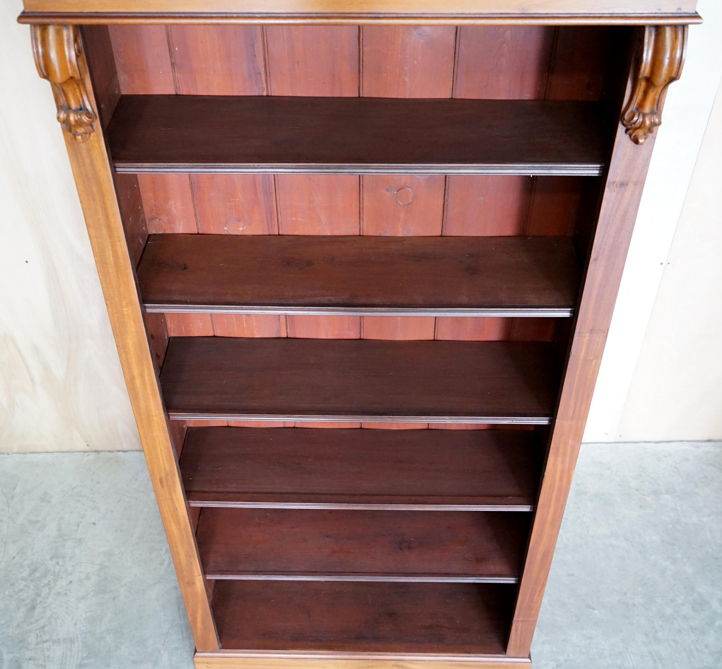 Pair of Victorian Mahogany Tall Open Library Bookcases Height Adjustable Shelves 2