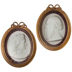 Pair of Victorian Marble Portrait Plaques