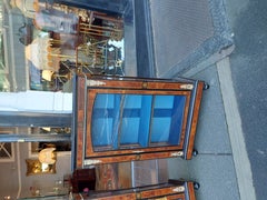 Pair of Victorian Marquetry, Ebony Framed Burr Walnut Display Cabinets