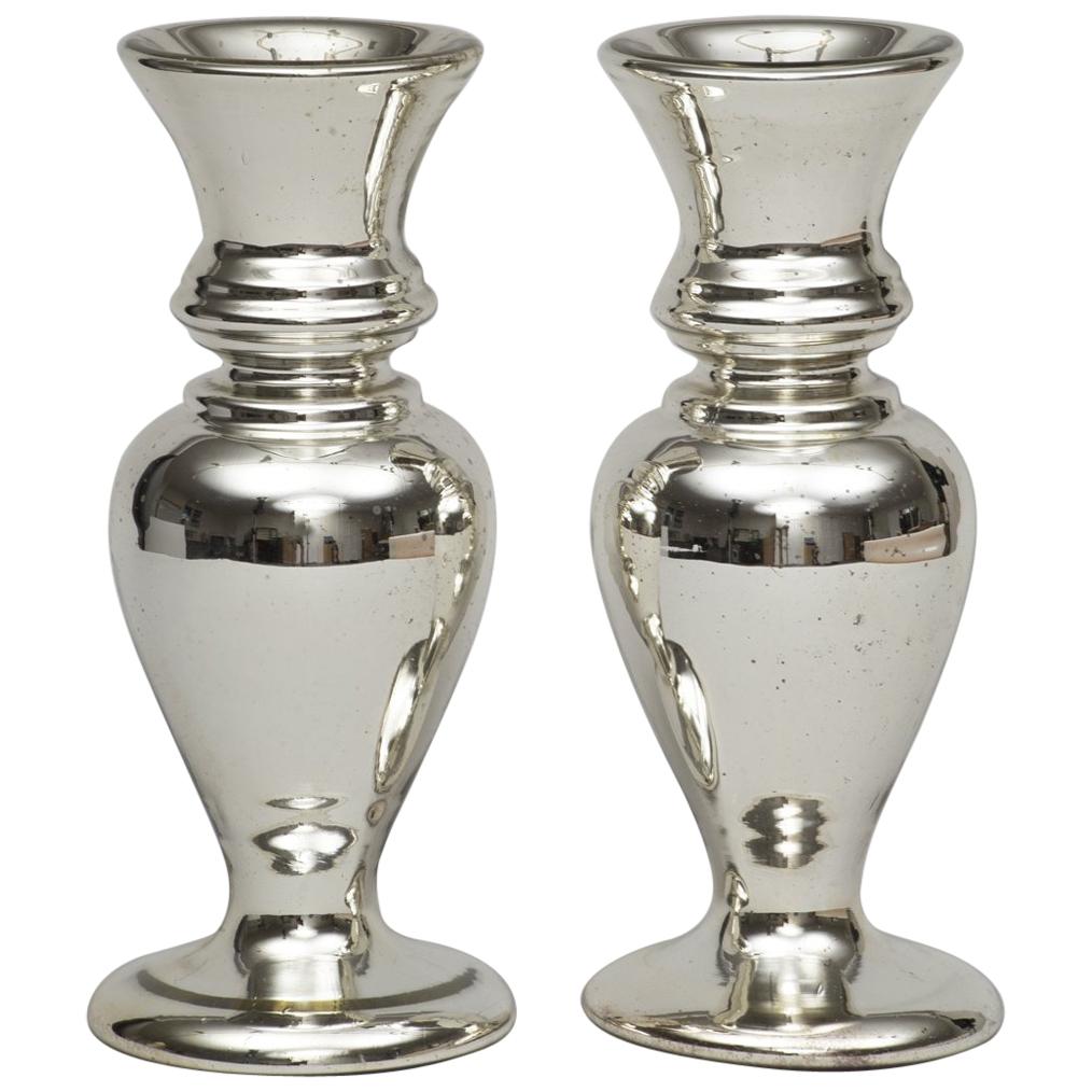 Pair of Victorian Mercury Glass Vases, circa 1870 For Sale