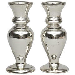 Antique Pair of Victorian Mercury Glass Vases, circa 1870
