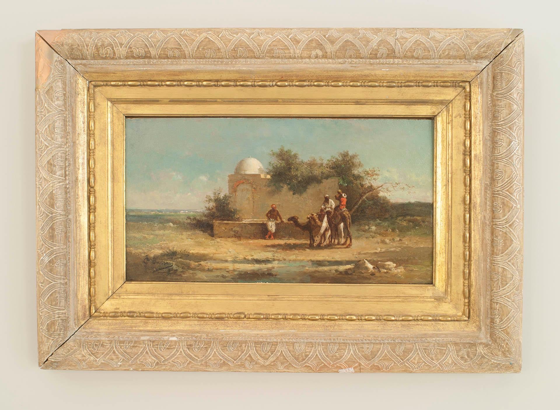 French Pair of Victorian Middle Eastern Scene Oil Paintings For Sale