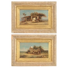 Antique Pair of Victorian Middle Eastern Scene Oil Paintings