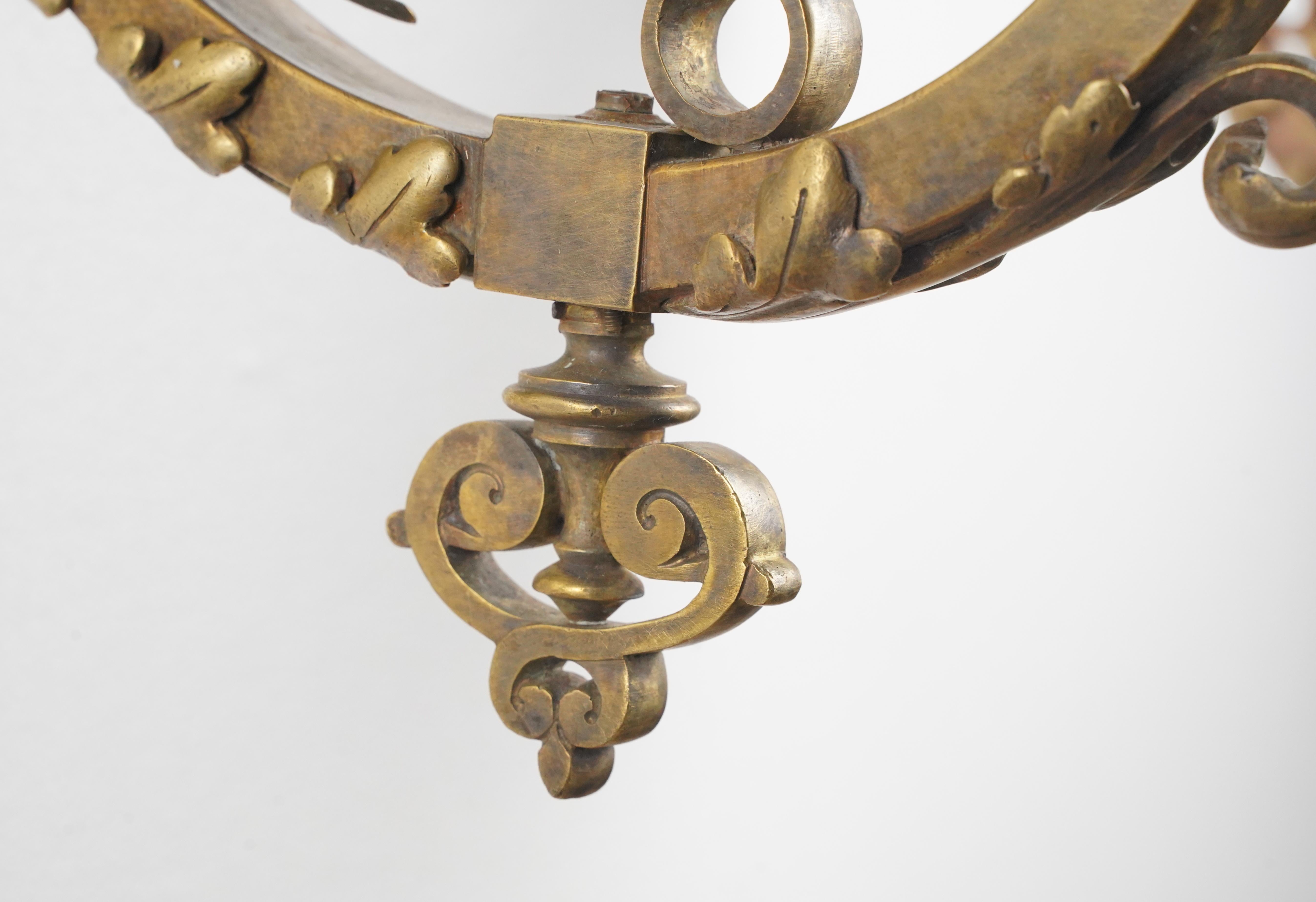 Pair of Victorian Milk Glass Globes Bronze Wall Sconces For Sale 5