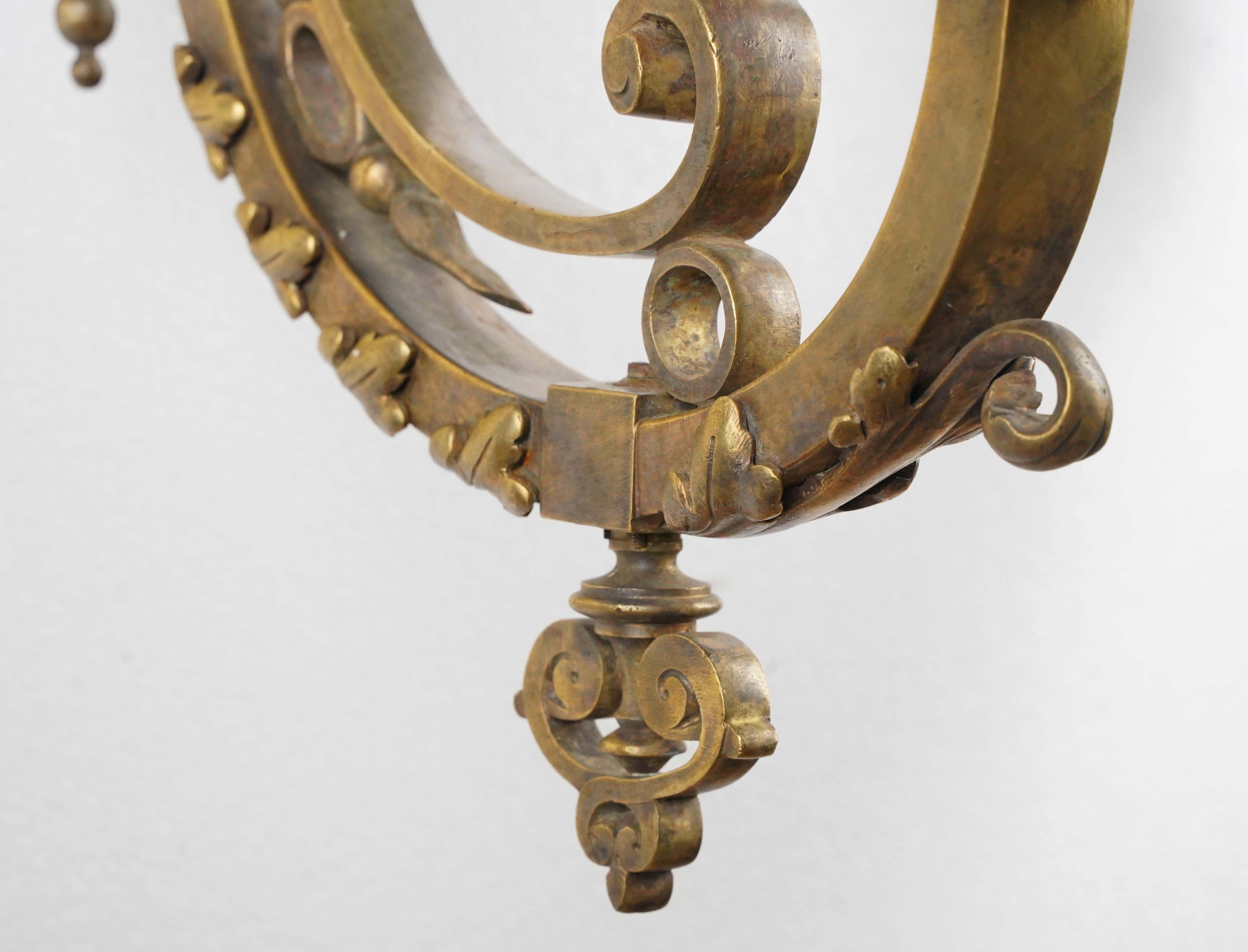 Pair of Victorian Milk Glass Globes Bronze Wall Sconces For Sale 2