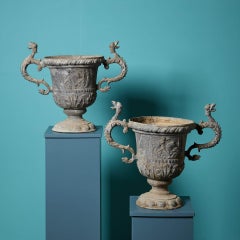 Pair of Victorian Neoclassical Lead Garden Urns