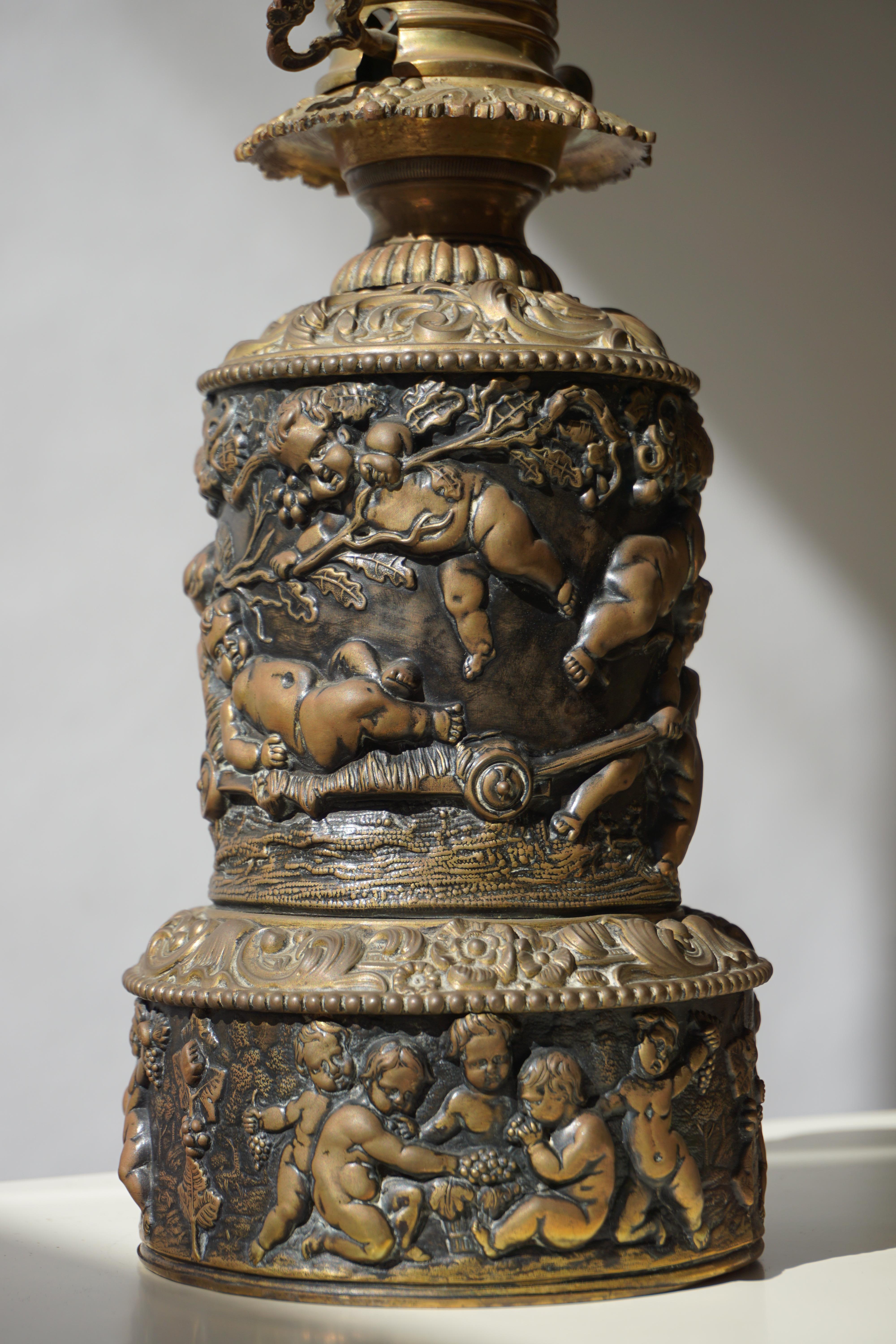 Midcentury Neoclassical Hollywood Regency Cherubs Putti Oil Lamps 4