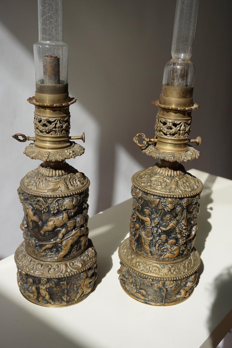 Pair of Victorian Oil Lamps at 1stDibs