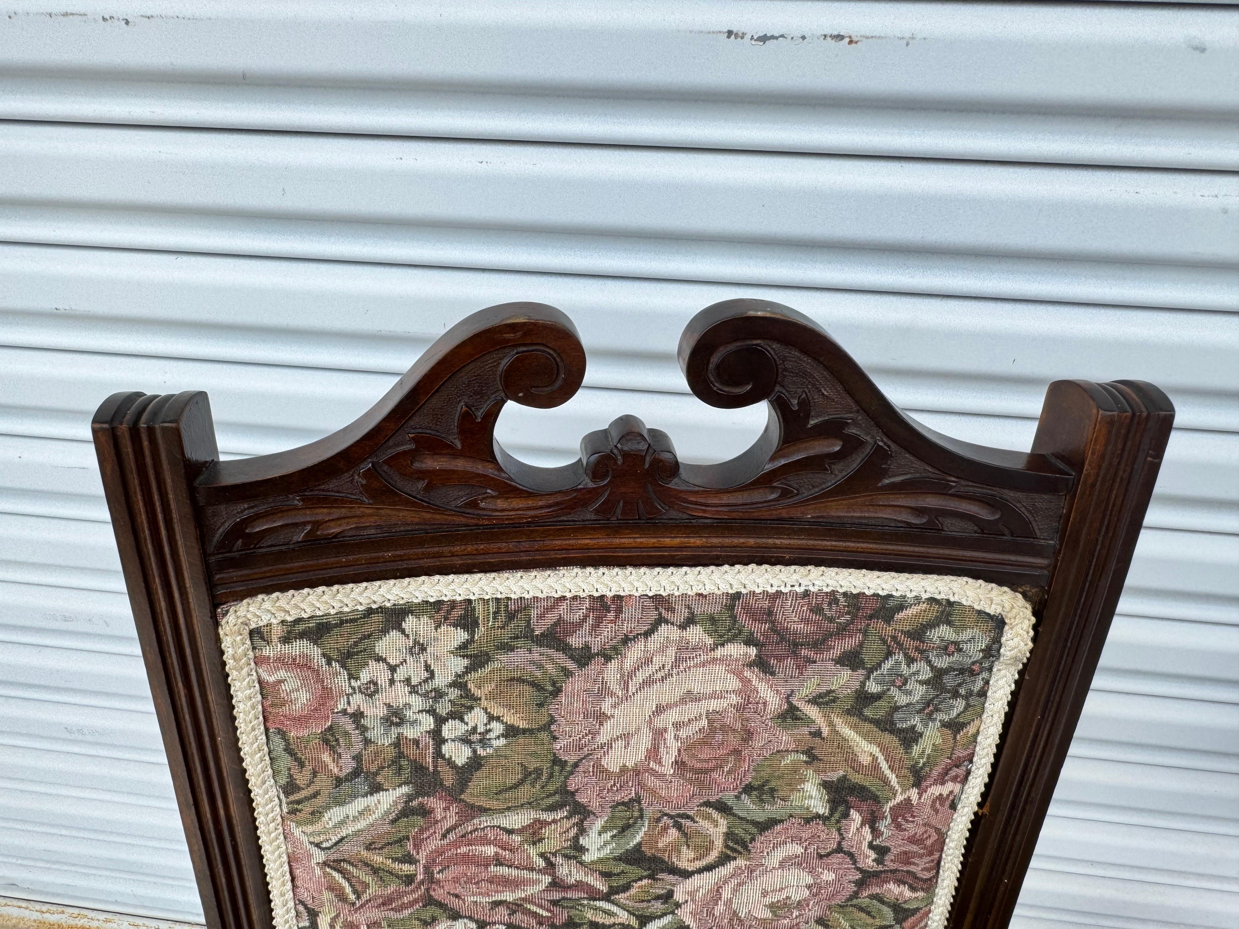 20th Century Pair of Victorian Parlor chairs with casters on front legs For Sale