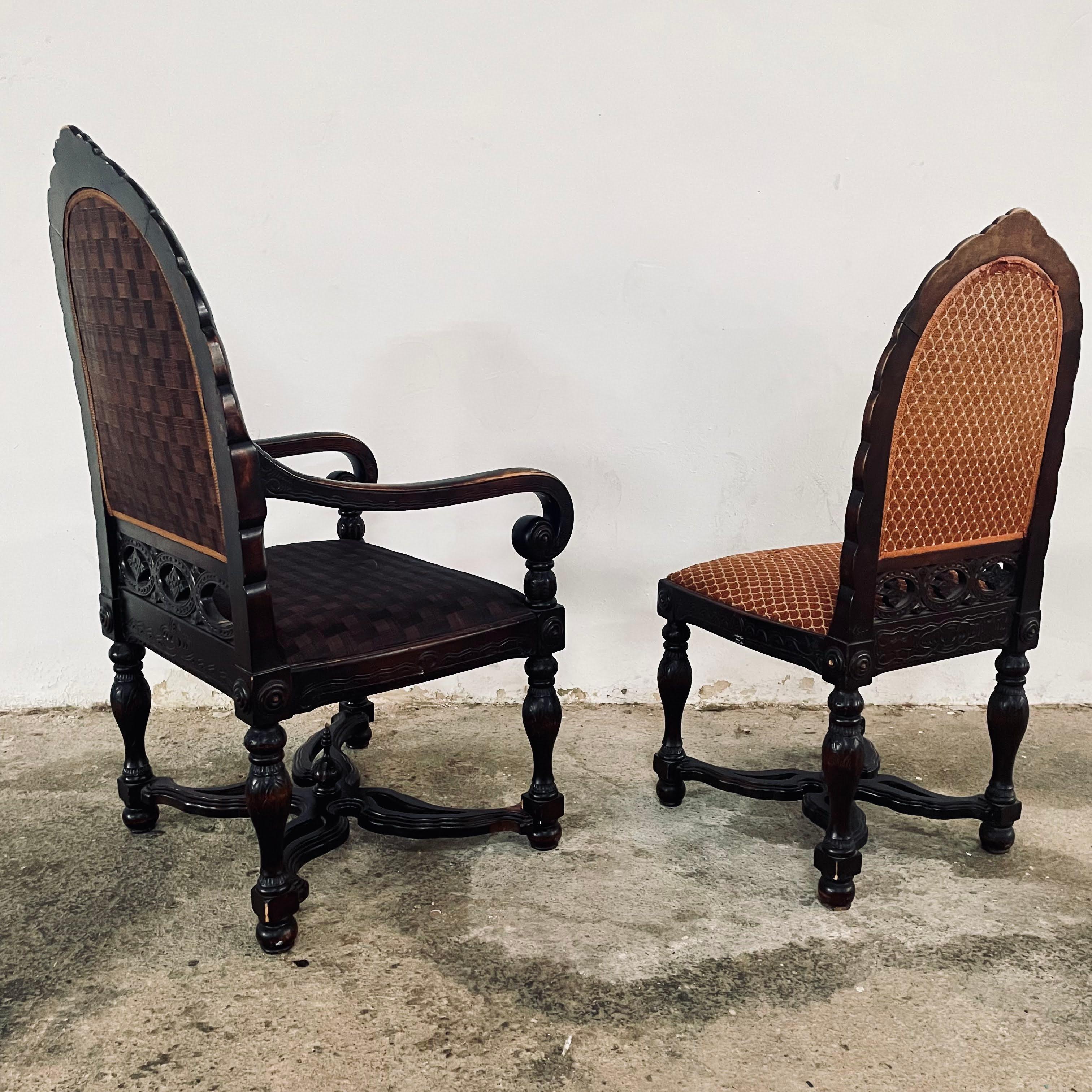 19th Century Pair of Victorian Parlour Chairs, His and Hers Arm Chairs, Netherlands, 1800s For Sale