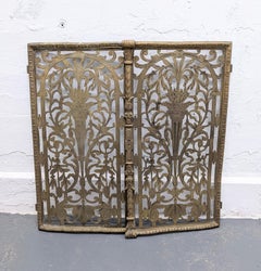 Pair of Victorian Pierced and Etched Brass Radiator Covers/Doors