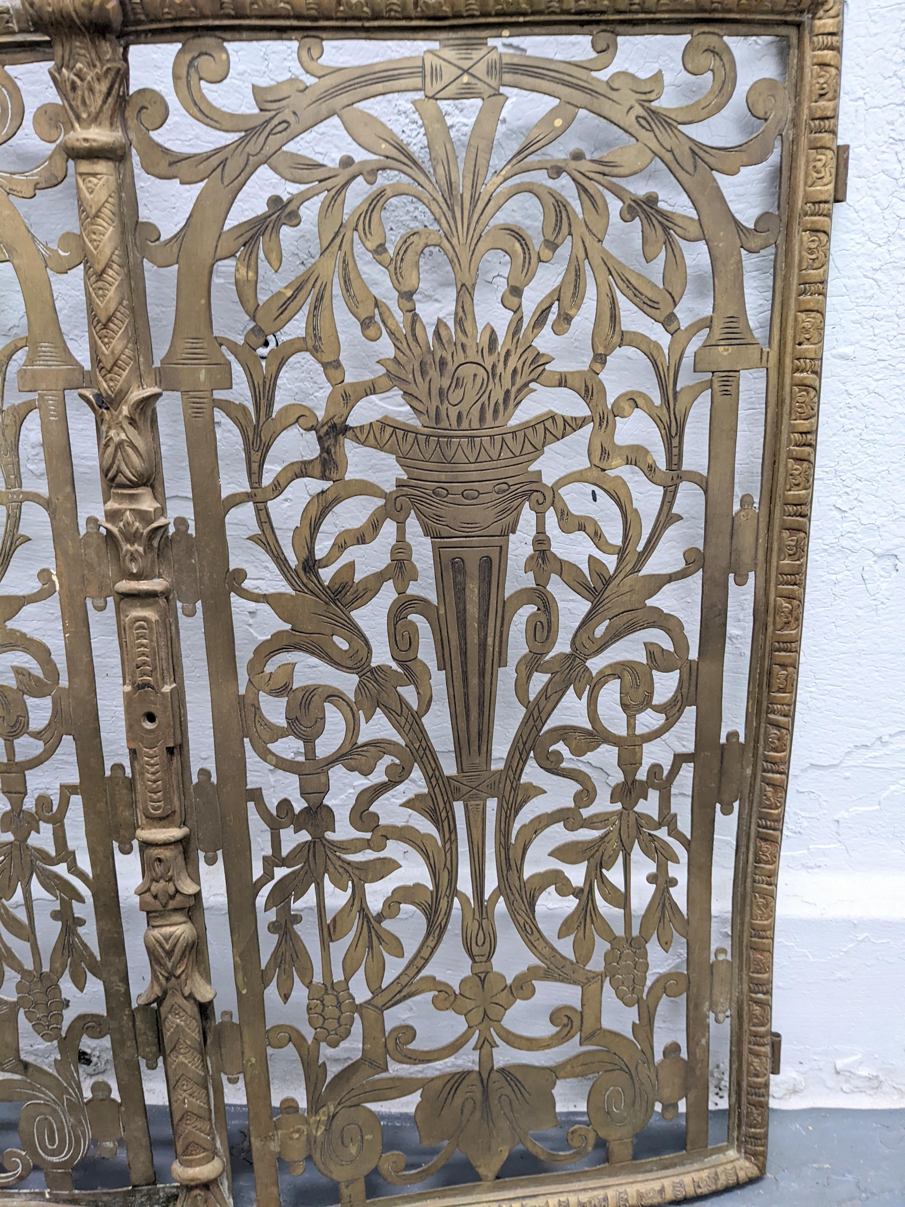 Pair of Victorian Pierced and Etched Brass Radiator Covers/Doors For Sale 2