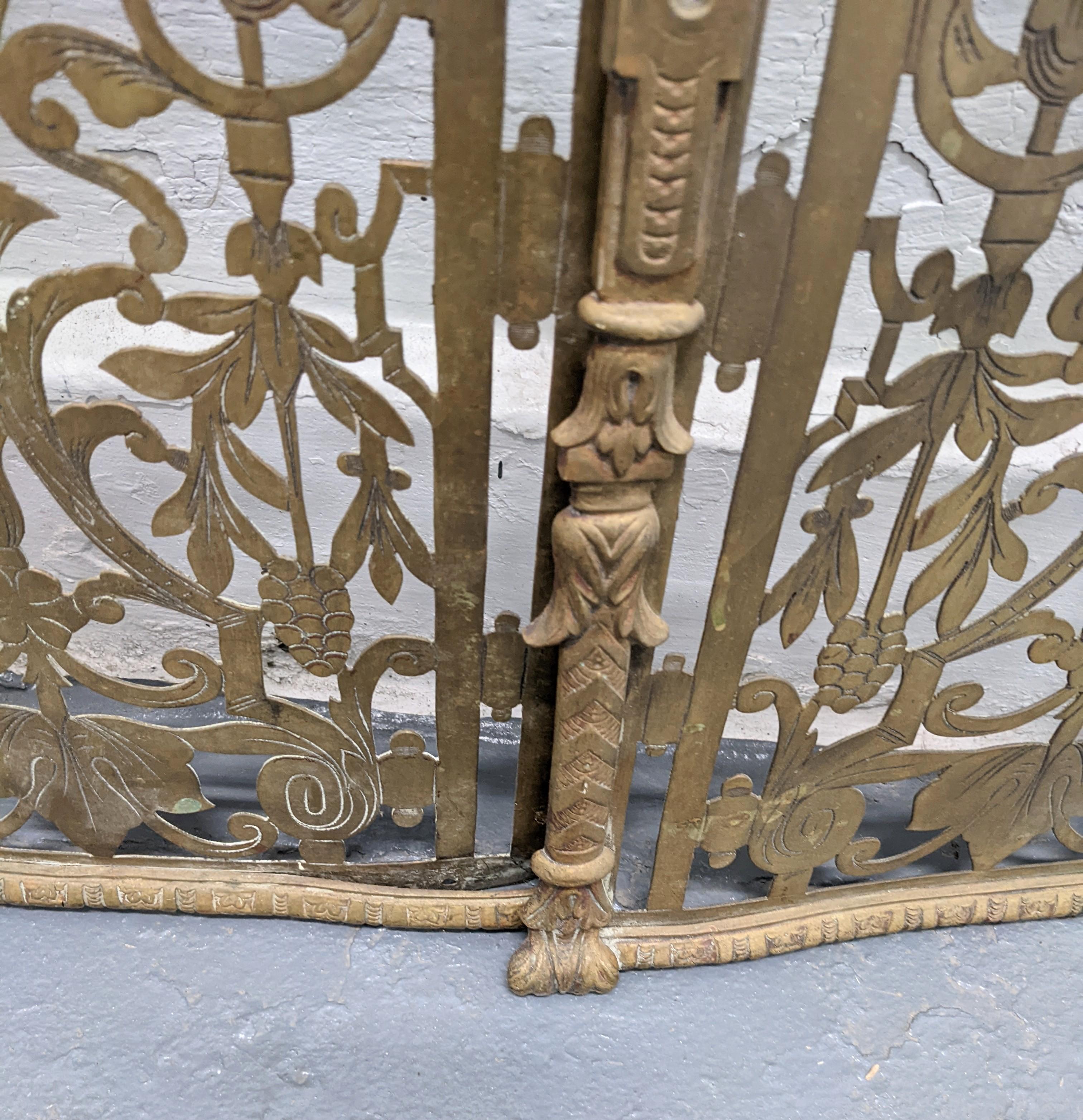 Pair of Victorian Pierced and Etched Brass Radiator Covers/Doors For Sale 3