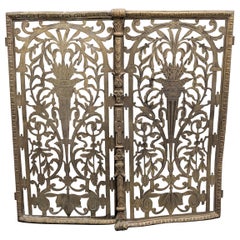 Pair of Victorian Pierced and Etched Brass Radiator Covers/Doors