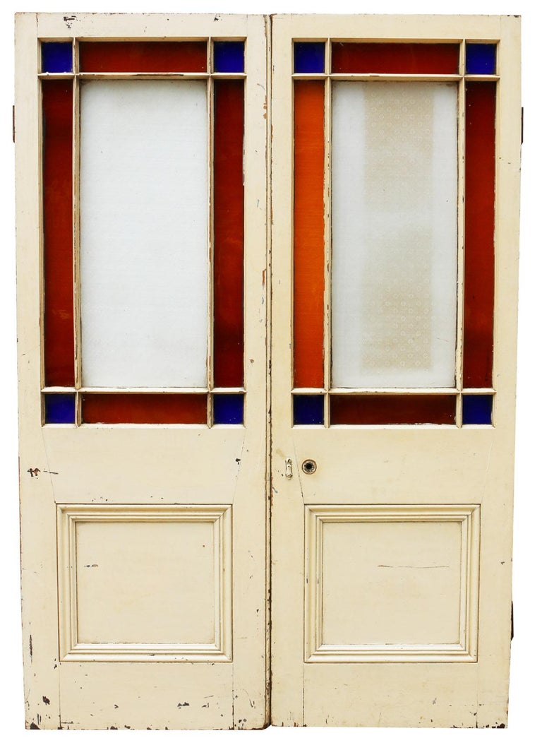 Pair of Victorian Pine Interior Margin Glazed Double Doors at 1stdibs