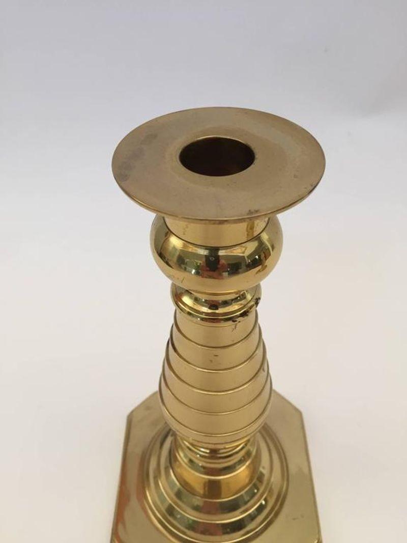 Pair of Victorian Polished Brass Candlesticks For Sale 1
