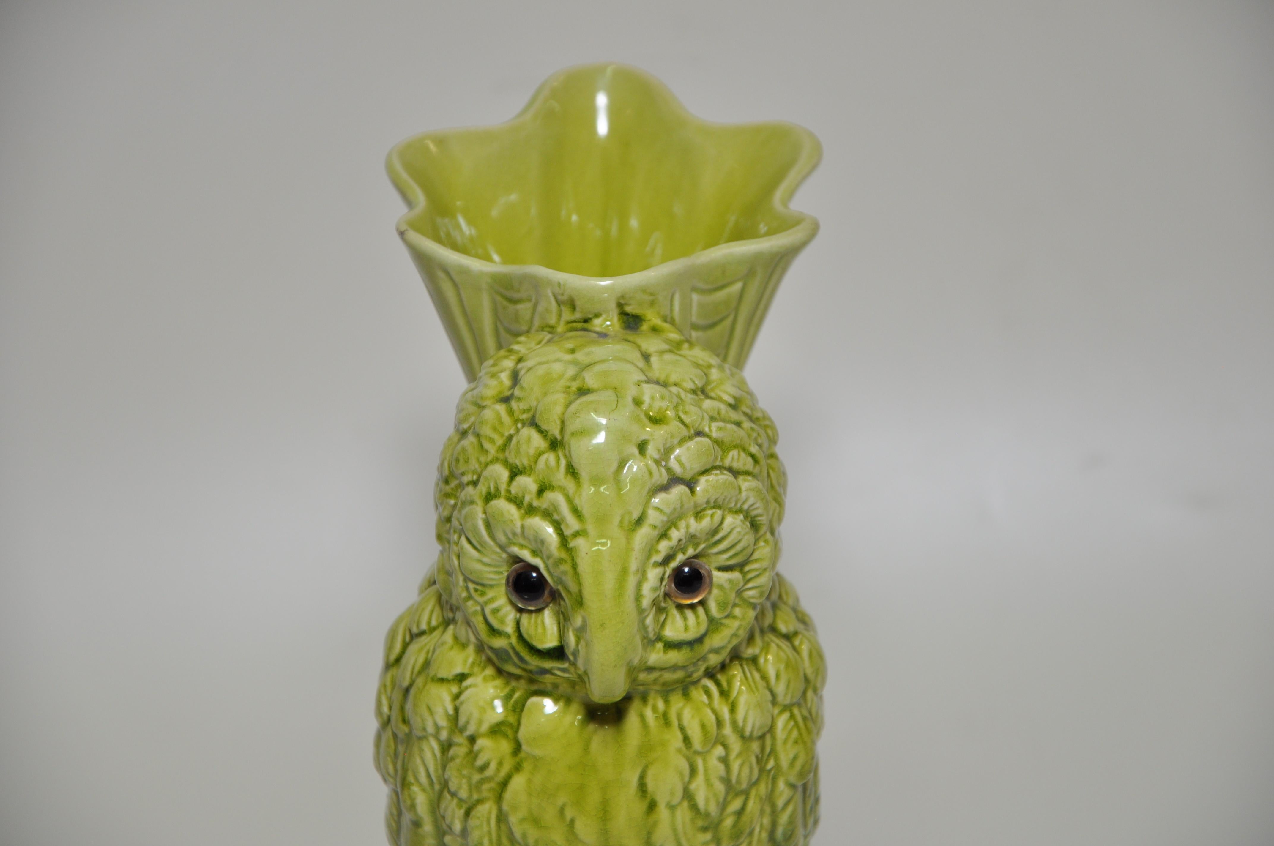 Pair of Victorian Pottery Vases English European circa 1900 Rare Ceramic Green For Sale 1