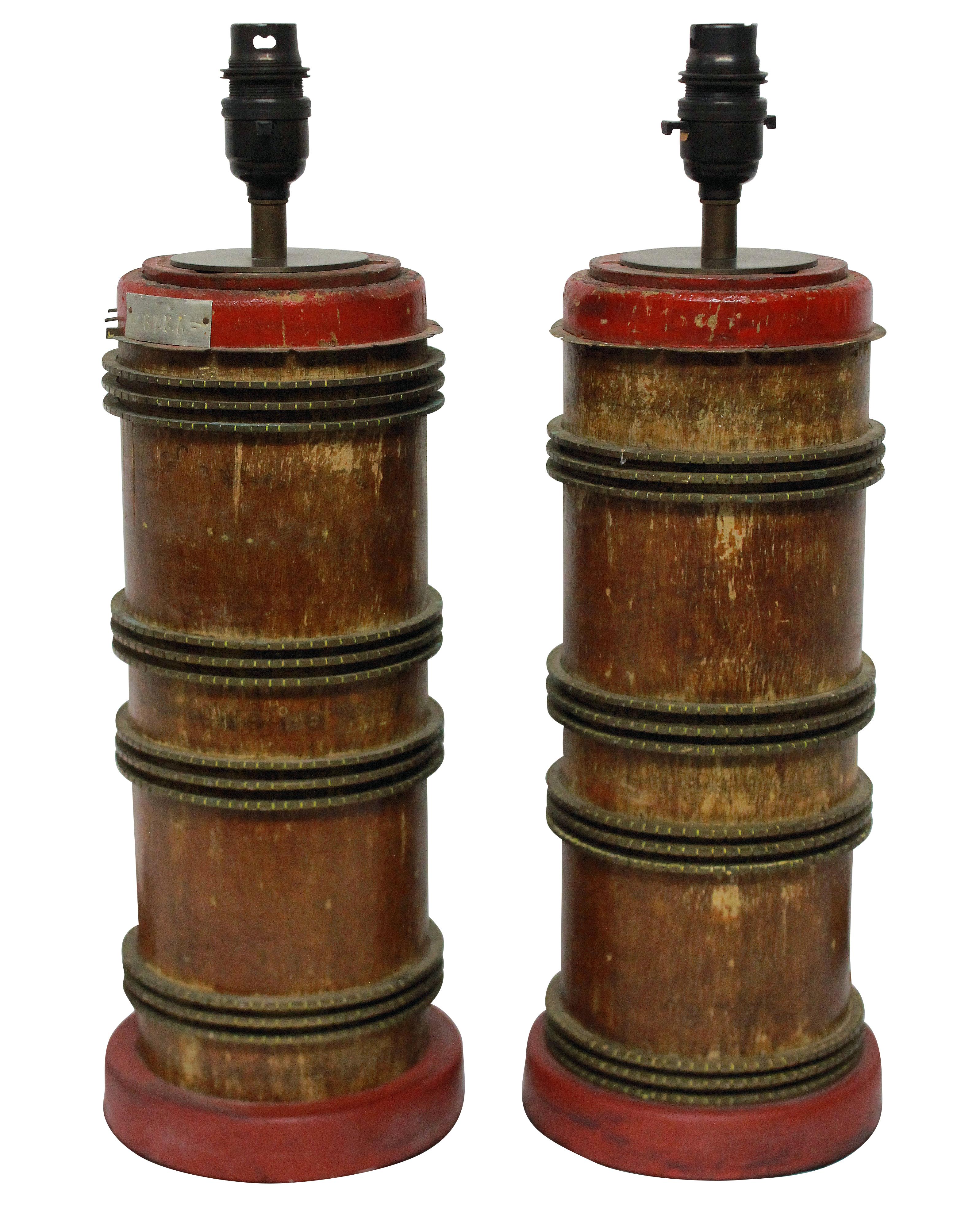 19th Century Pair of Victorian Print Roller Lamps