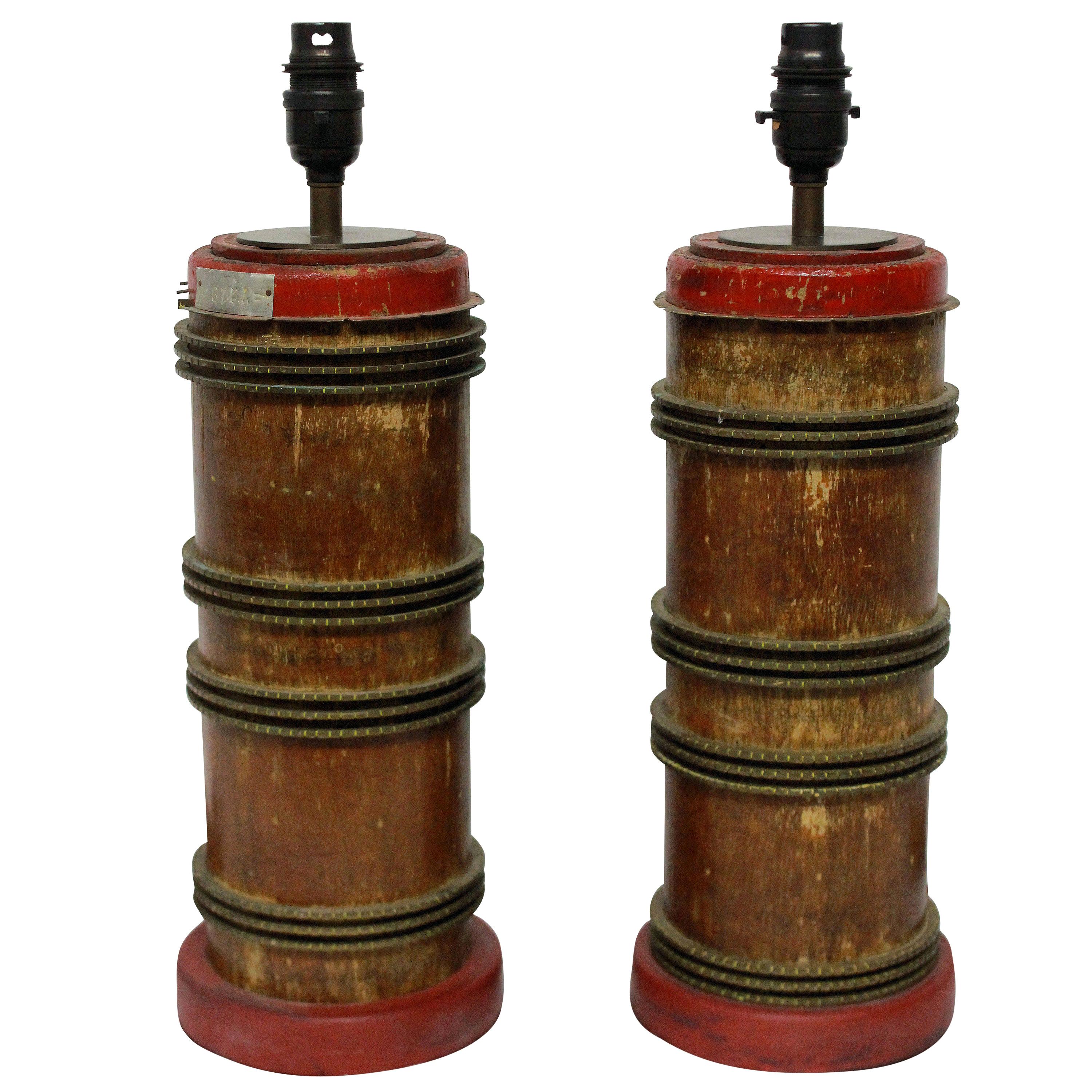 Pair of Victorian Print Roller Lamps