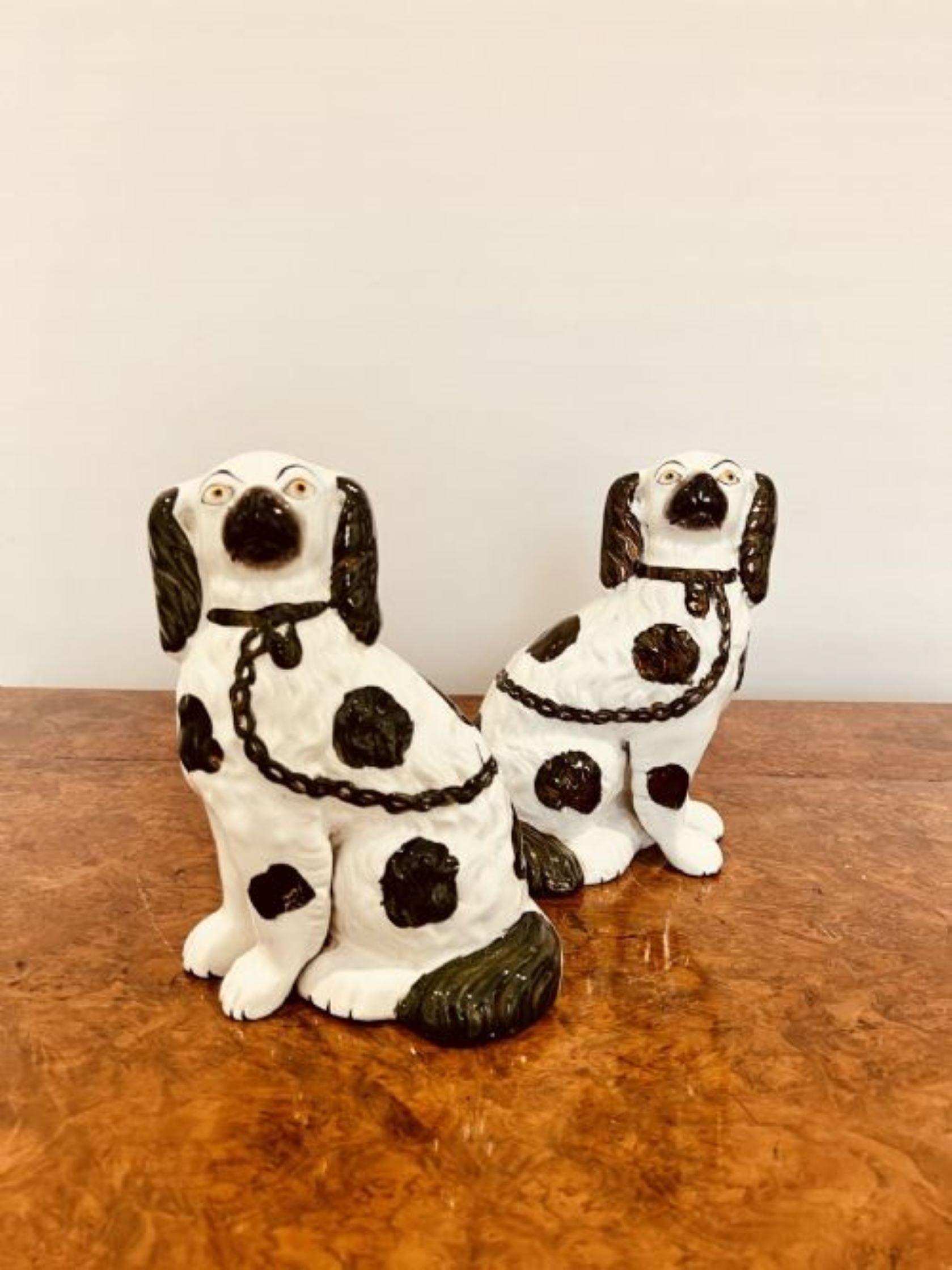 19th Century Pair Of Victorian Quality Staffordshire Dogs