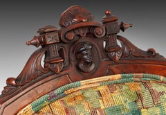 Pair of Victorian Renaissance Revival Portrait Chairs in Pierre Frey Velvet