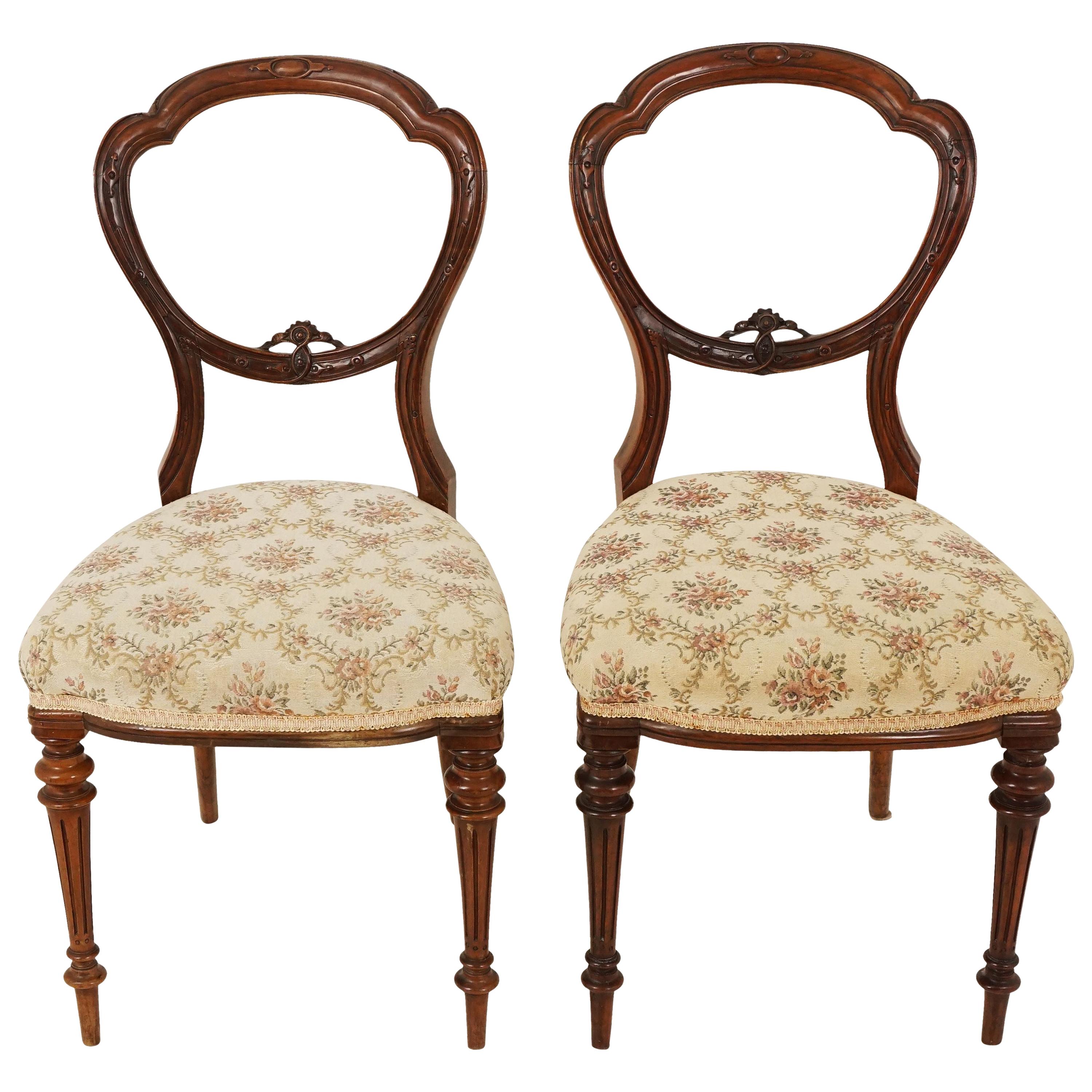 Pair of Victorian Rosewood Balloon Back Parlor Chairs, Scotland 1870, B2555