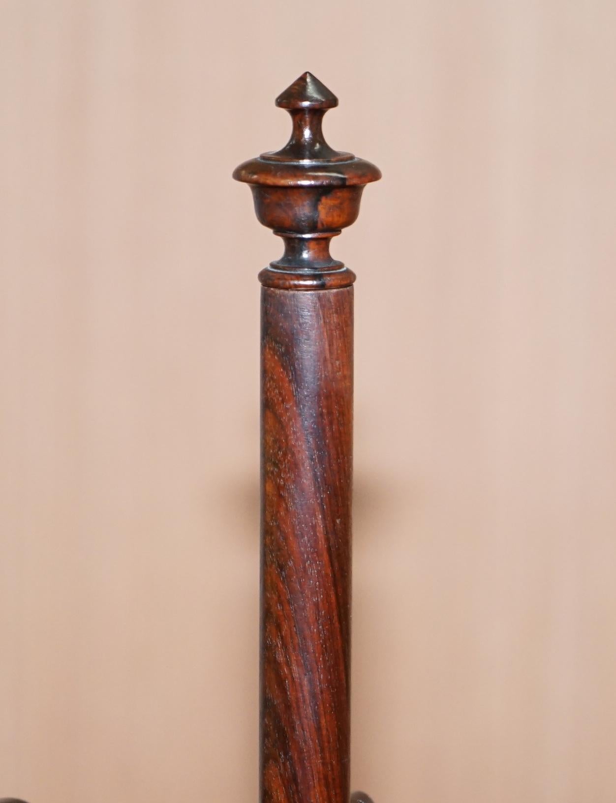Pair of Victorian Hardwood Pole Screens with Barley Twist Column Ornate Detail 14