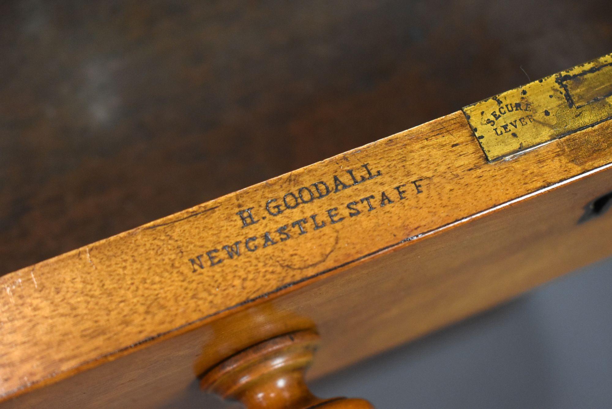 Pair of Victorian Satin Walnut Bedside Chests by H Goodall, Newcastle 6