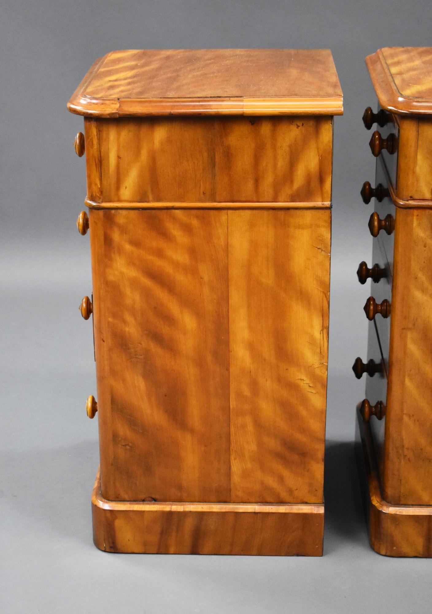 Pair of Victorian Satin Walnut Bedside Chests by H Goodall, Newcastle 2