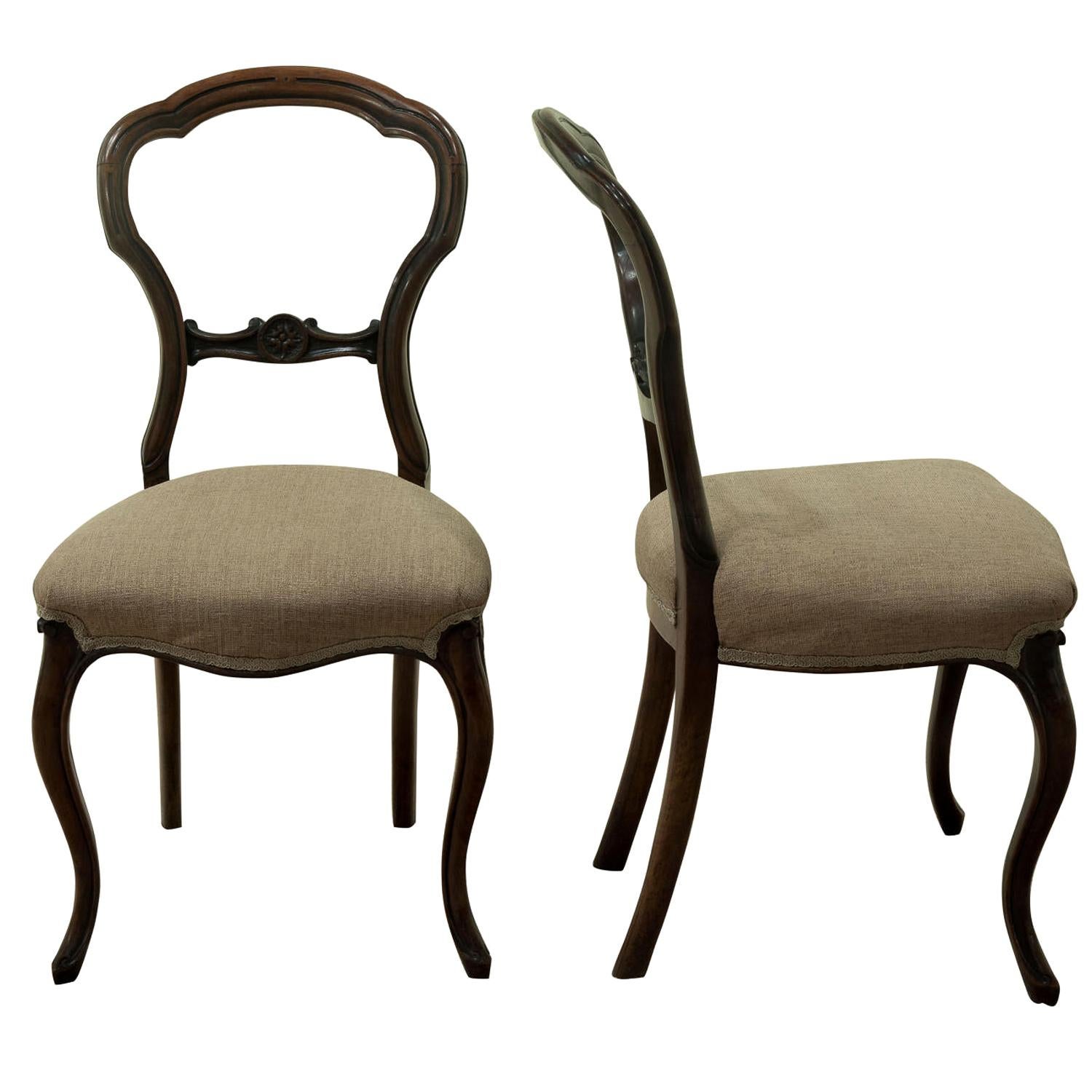 Pair of Victorian Side Chairs, circa 1860 For Sale