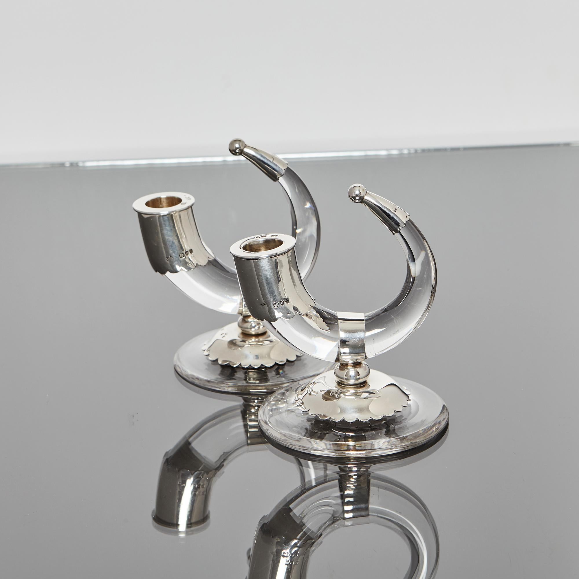 unusual silver candle holders