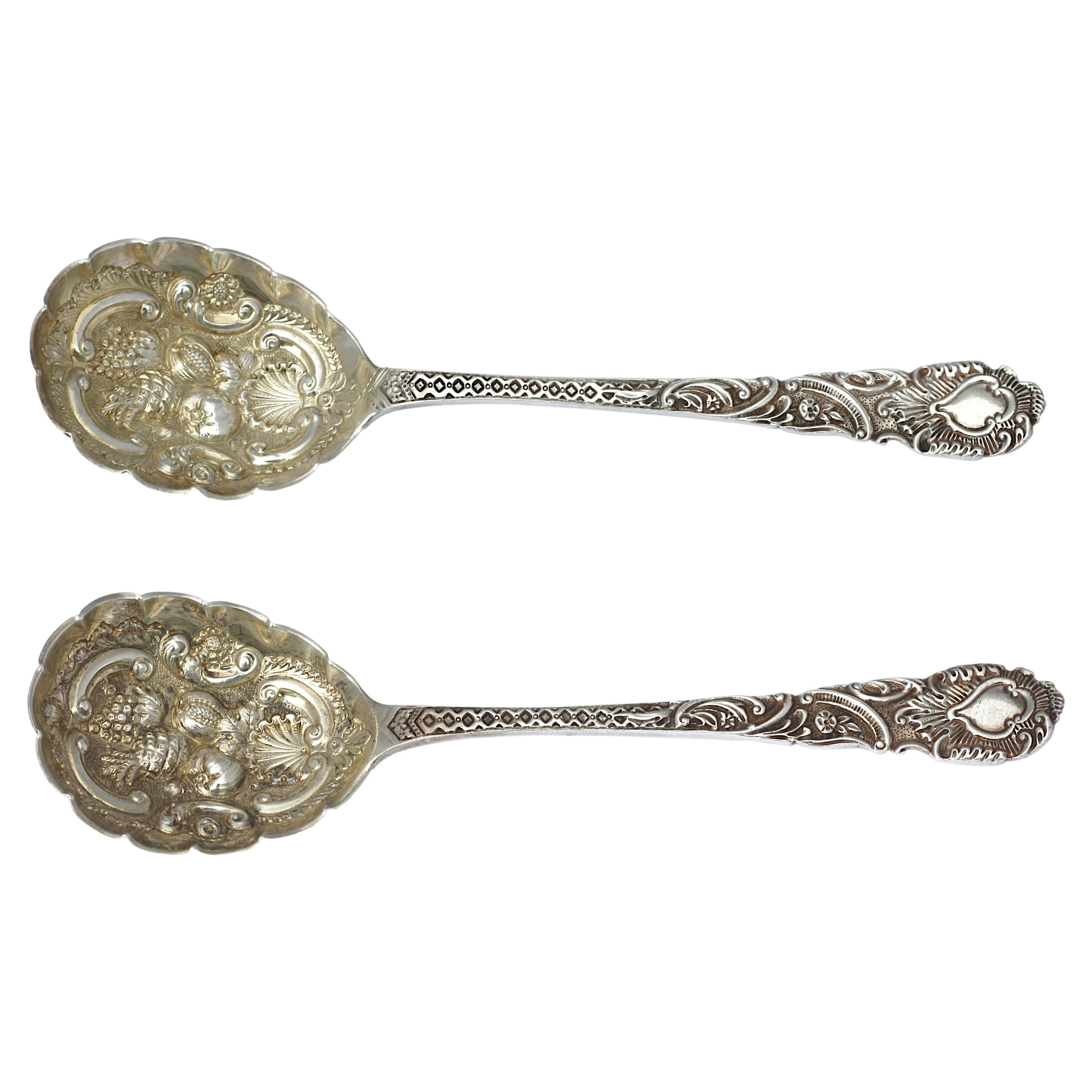 Pair of Victorian Silver Berry Spoons