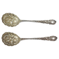 Antique Pair of Victorian Silver Berry Spoons