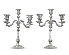 Pareja de candelabros victorianos de plata de Deykin & Harrison