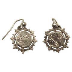Pair of Victorian Silver Earrings, Dated circa 1880 Antique Pair of Victorian Silver Earrings, Dated circa 1880