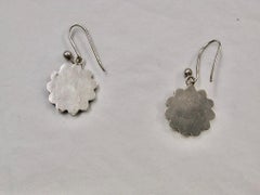 Pair of Victorian Silver Earrings with Applied Gold-Work Dated Circa 1880