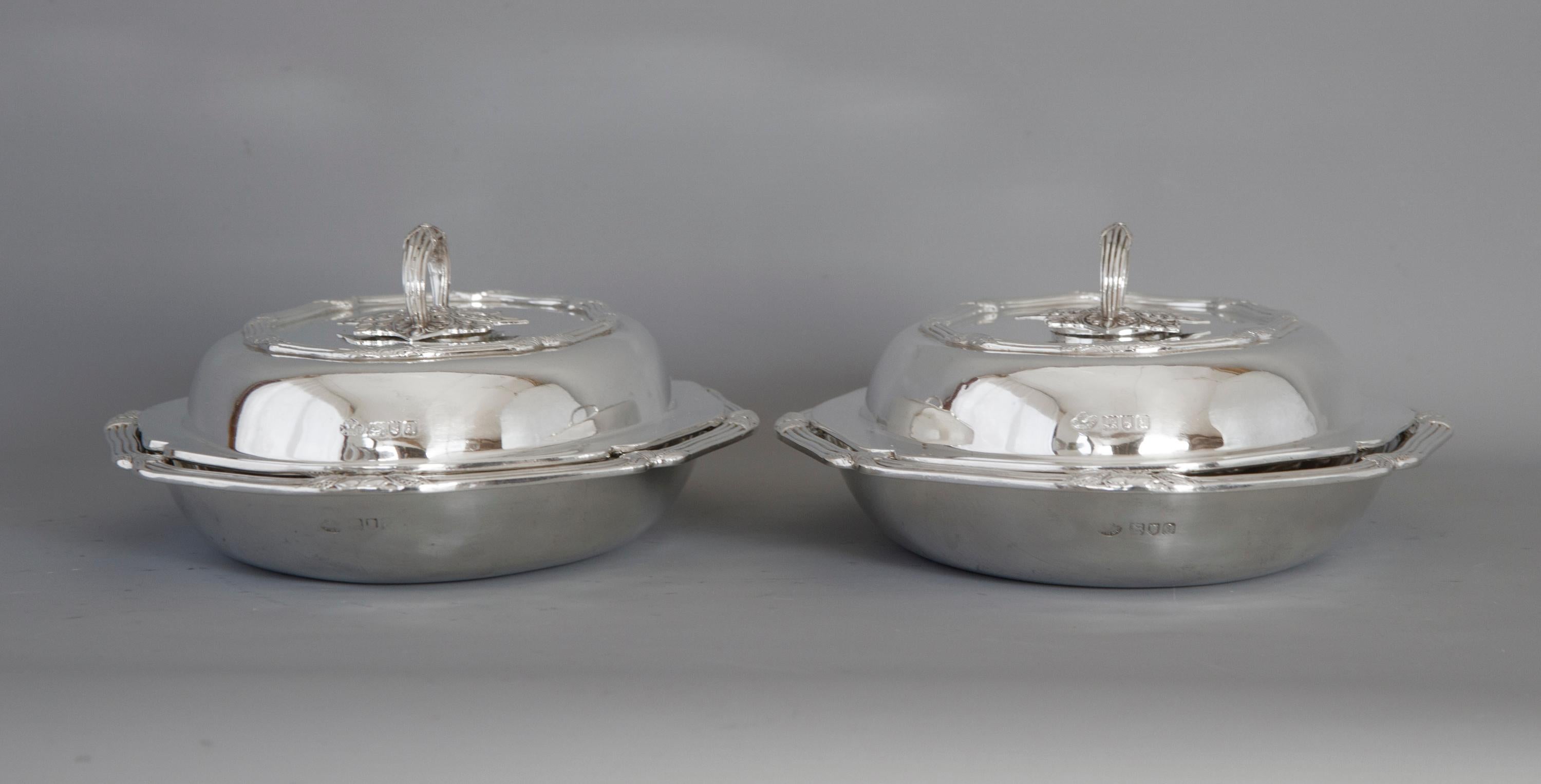 Sterling Silver Pair of Victorian Silver Entree Dishes, London, 1896