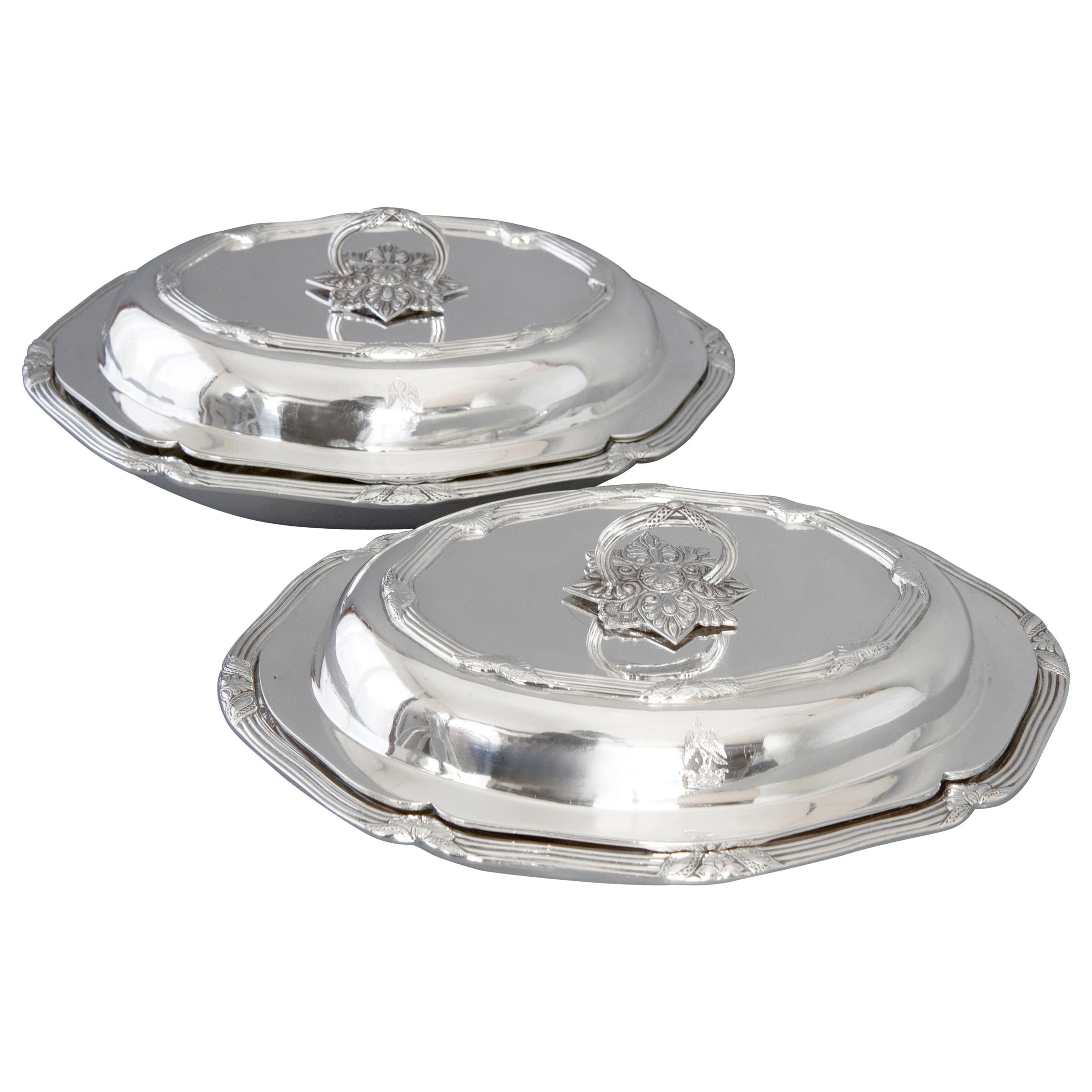 Pair of Victorian Silver Entree Dishes, London, 1896